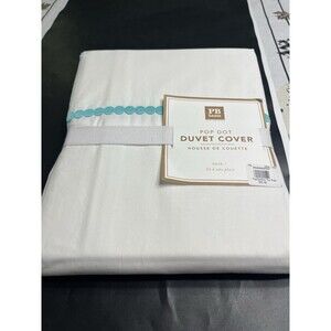 Pottery Barn Teen White w Blue Pool Pop Dot Duvet Cover Twin